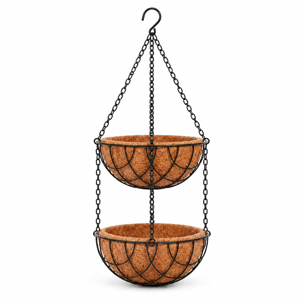 2-Tier Coir Hanging Basket Set 8 inch