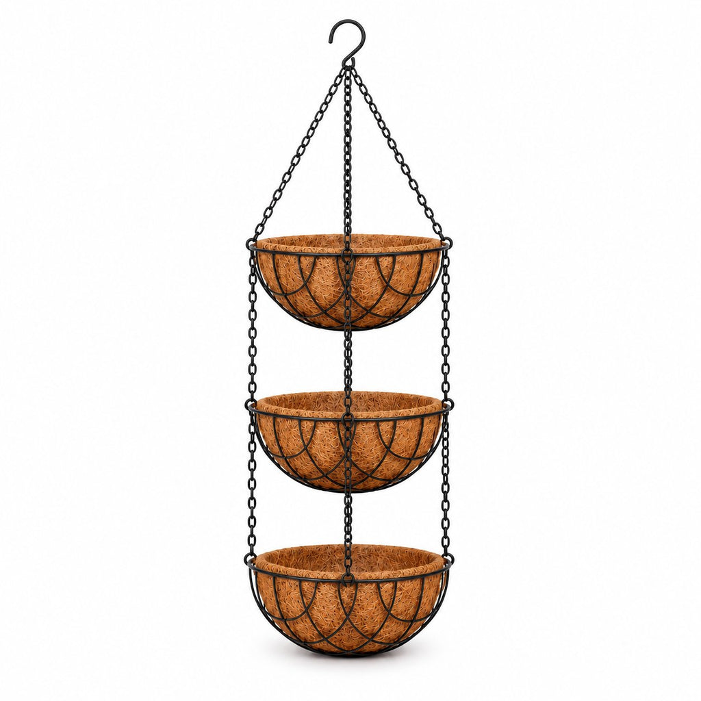3-Tier Coir Hanging Basket Set 8 inch