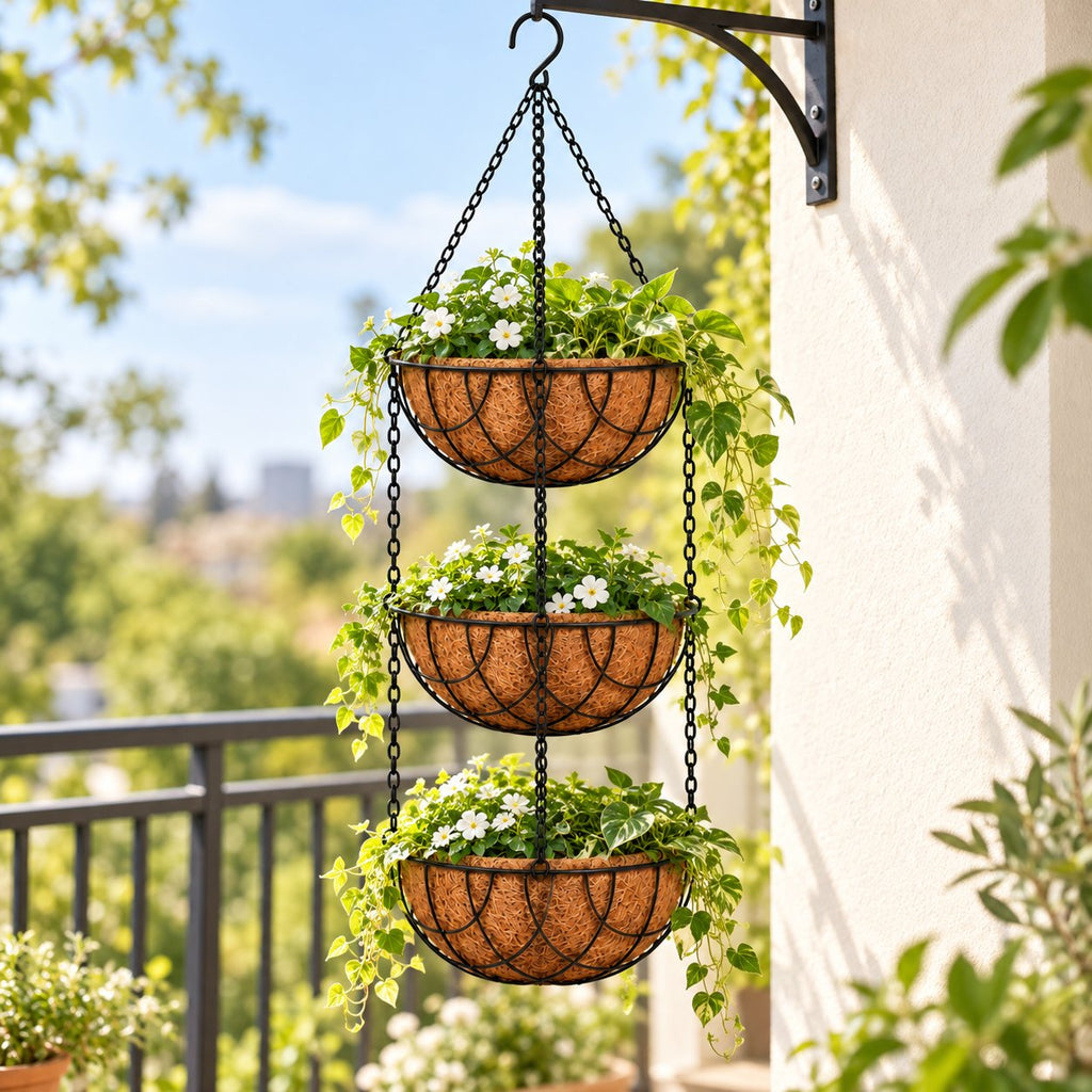 3-Tier Coir Hanging Basket Set 8 inch