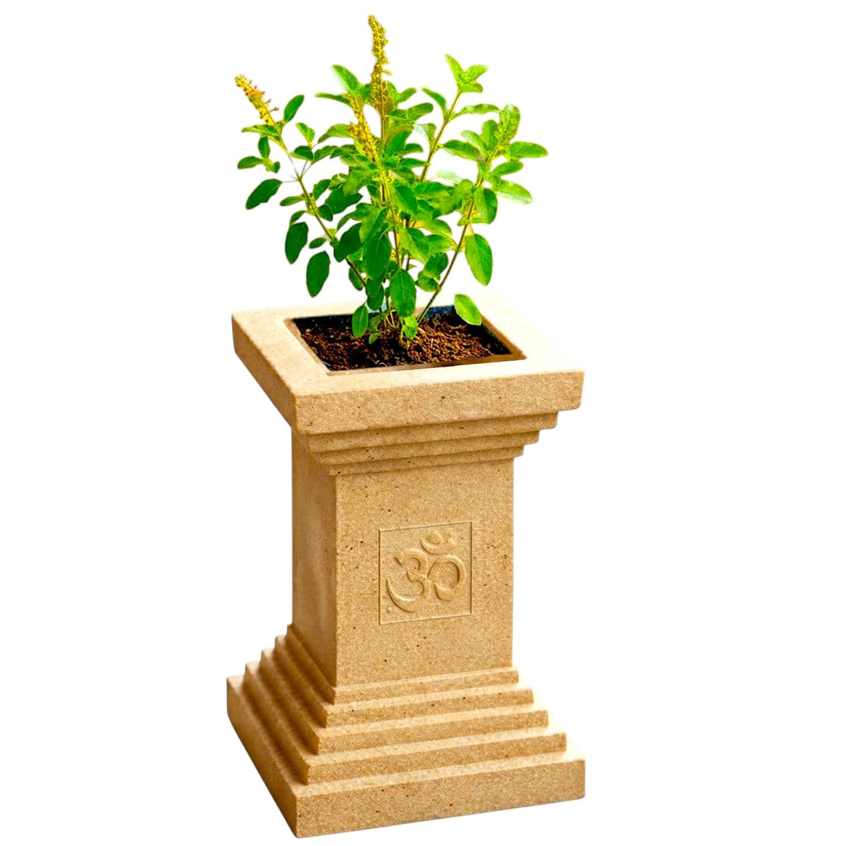 Tulsi planter stone finish - beige