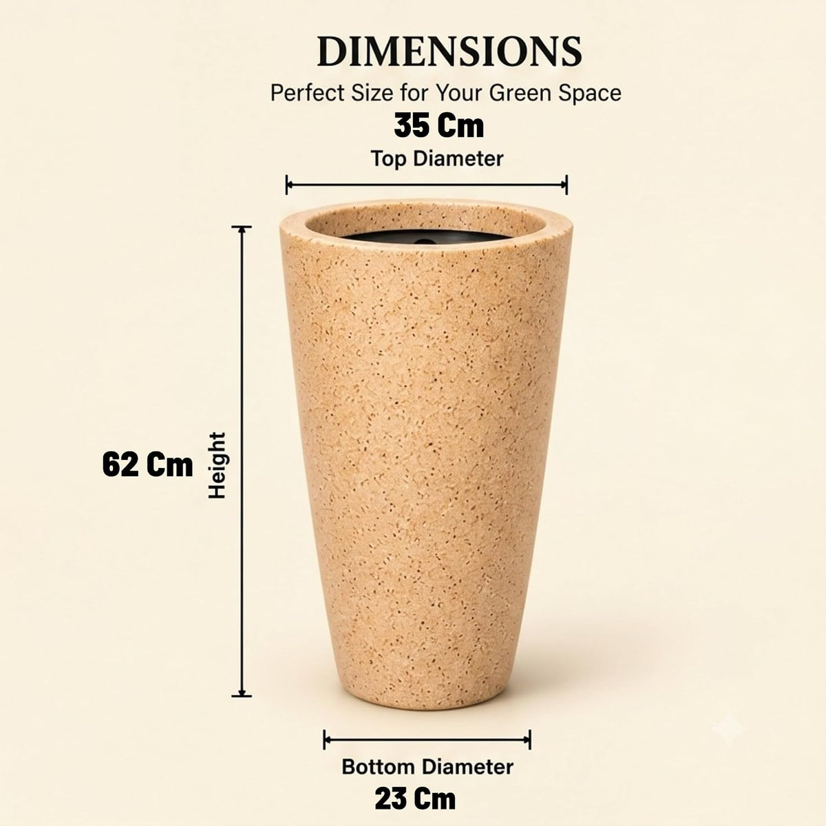 Tall round planter dimensions