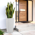 Tall square planter - white stone finish