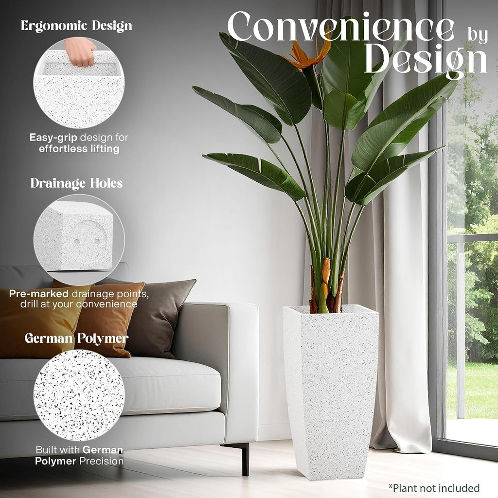 Tall square planter design details